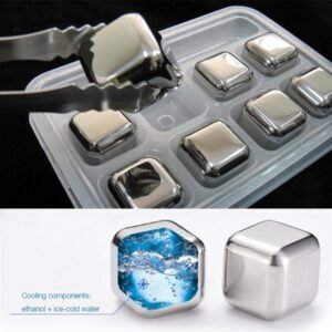 Premium Stainless steel Ice cubes set- reusable Metal Chilling Stones with Non- Slip Tongs- Never Dilutes Your Drink Ice Cubes Set Herbruikbare Chilling Stones Voor Whiskey Cooling Cube Koelen Rots Party Bar Tool