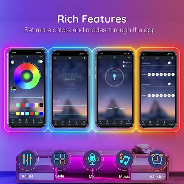 RGB Neon LED Strip Lights, 16.4Ft Led Neon Rope Lights With App Remote Control, Music Sync,Waterproof, Flexible DIY Lights Design For Bedroom, Living, Gaming Room, Party Decor - Image 3