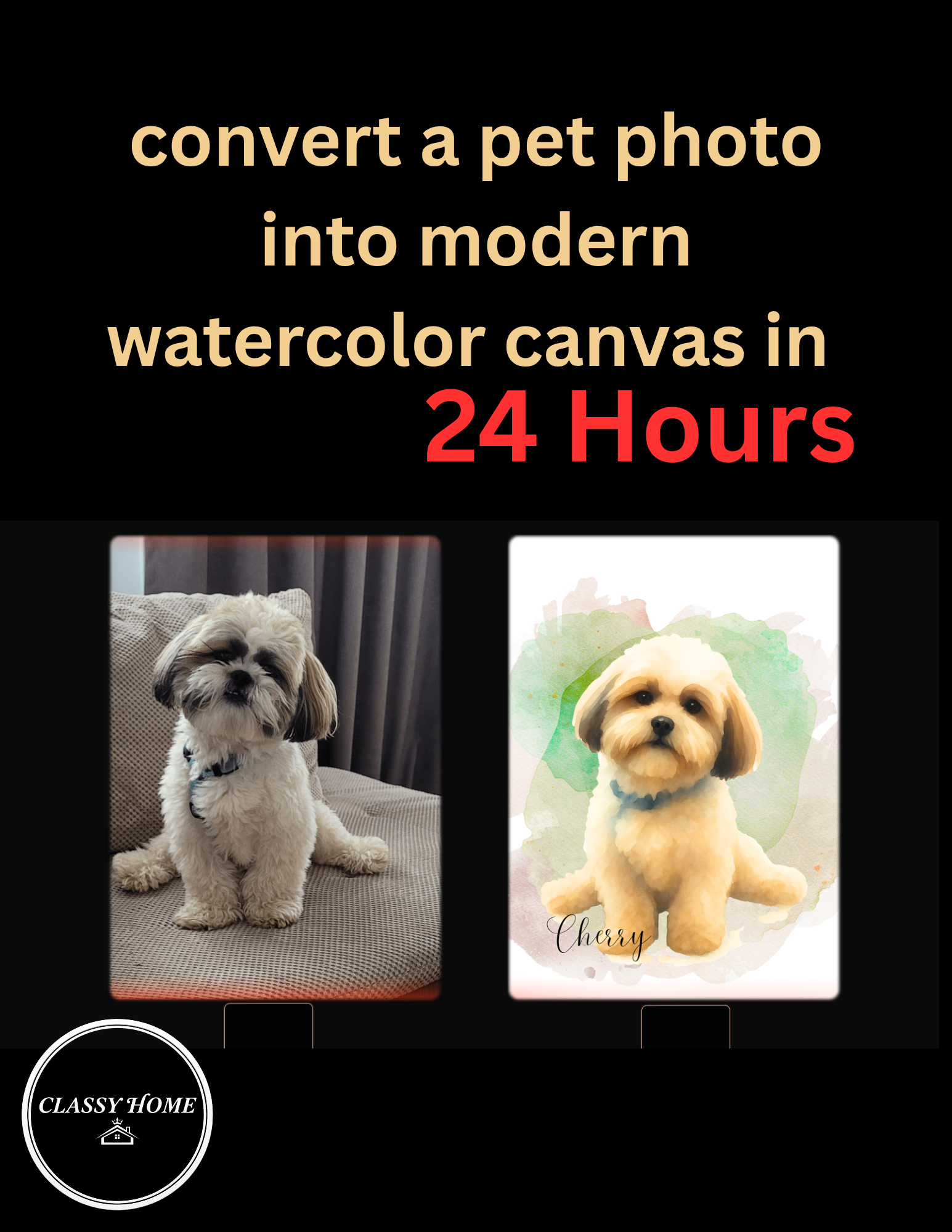 Modern watercolor personalized Pet Canvas Wall Art | Custom Dog & Cat Portrait Prints - Image 10