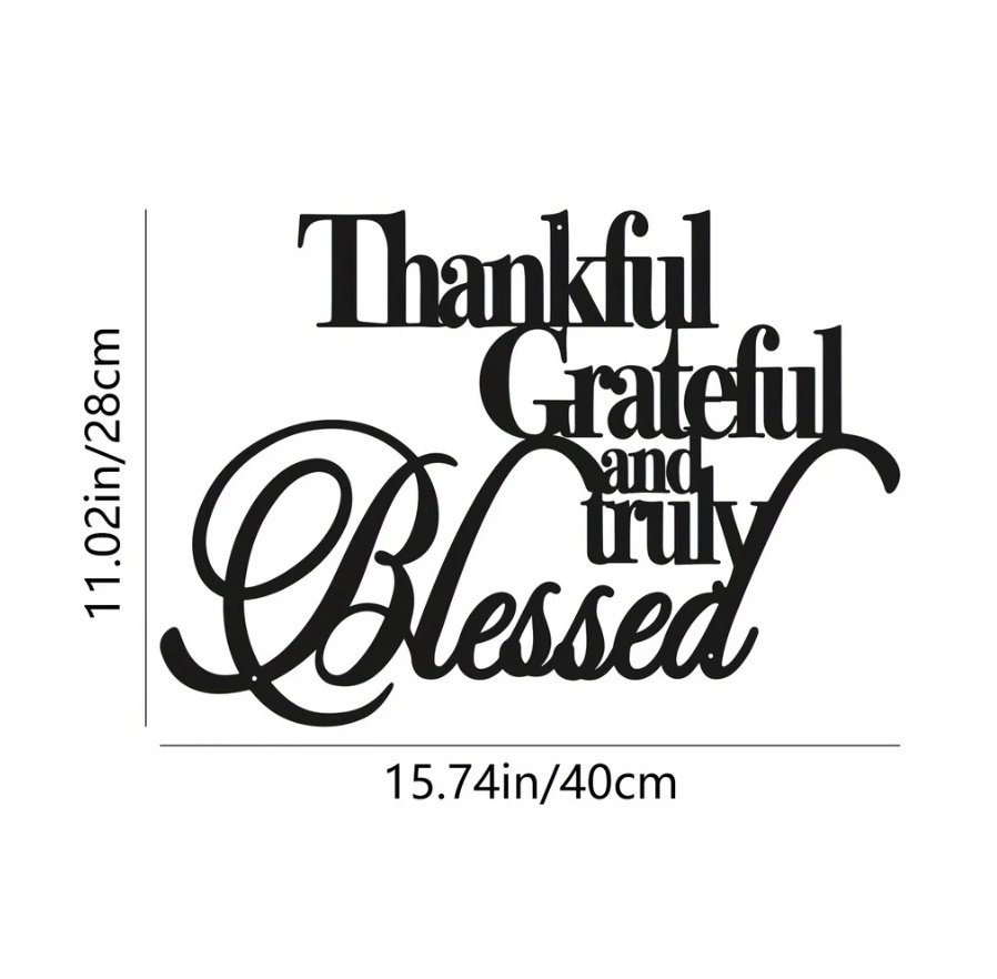 Elegant Thankful Grateful Blessed Metal Art -Wall Decor For Home Office Bedroom - Image 2