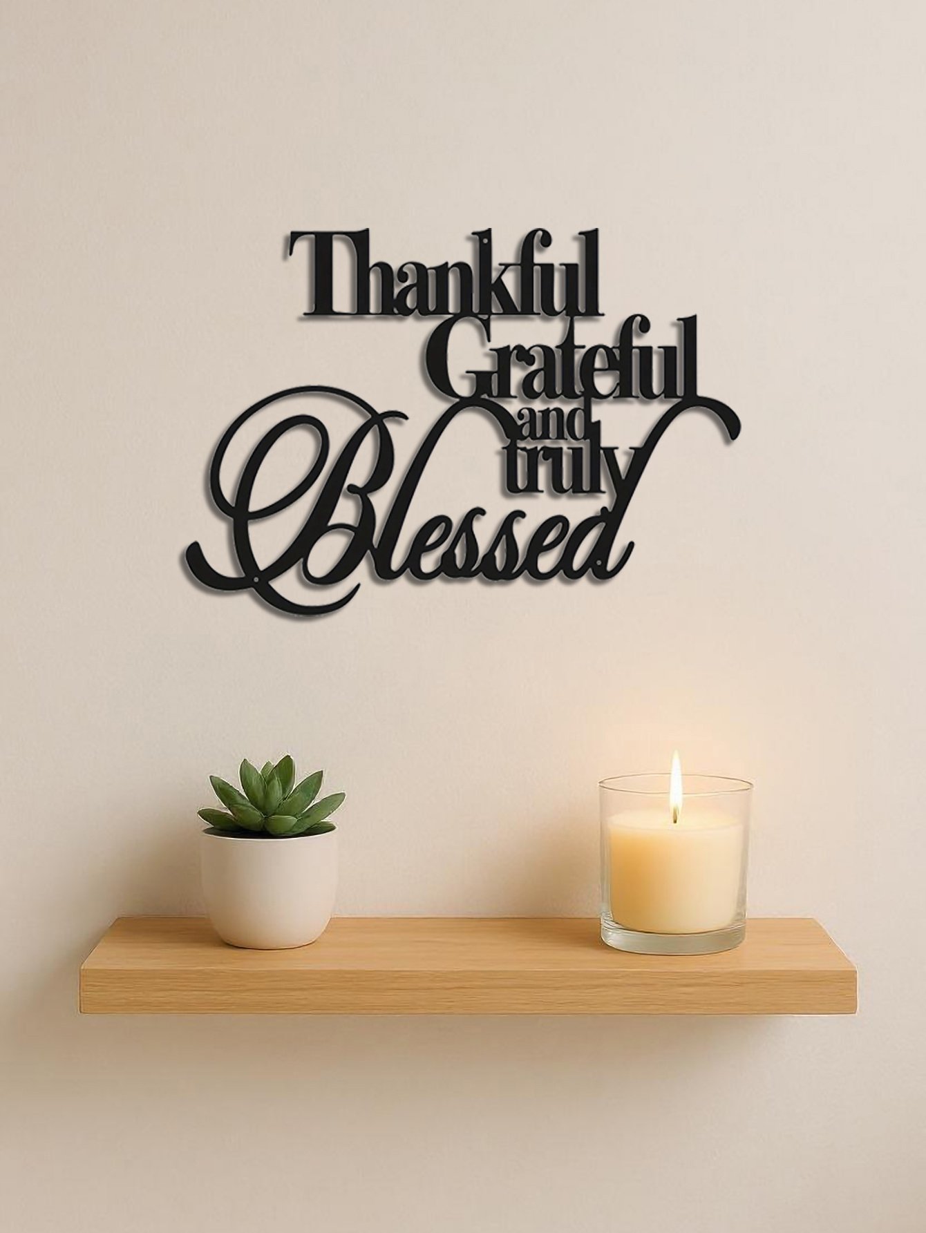 Elegant Thankful Grateful Blessed Metal Art -Wall Decor For Home Office Bedroom - Image 4