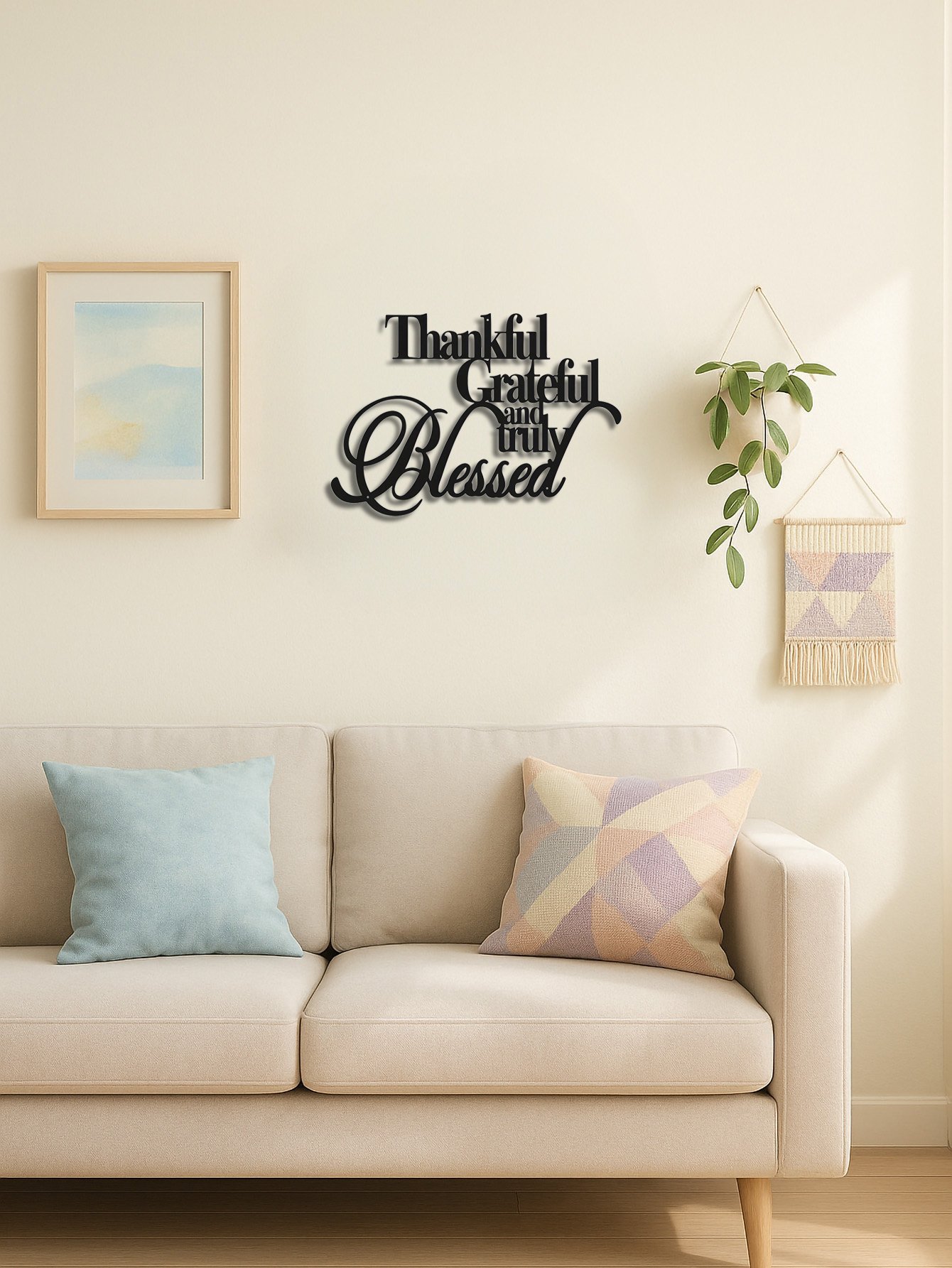 Elegant Thankful Grateful Blessed Metal Art -Wall Decor For Home Office Bedroom - Image 6