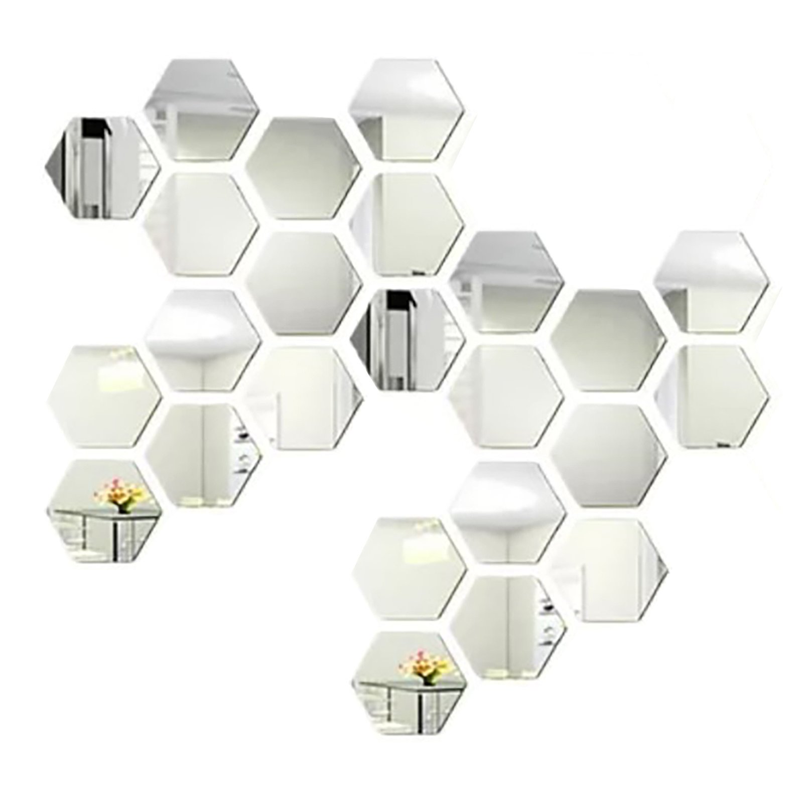 24PCS Hexagon Mirror Wall Stickers Acrylic Sticker Decoration For Home Living Room Bedroom Decor - Image 2