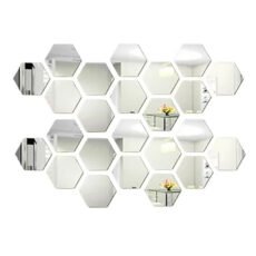 24PCS Hexagon Mirror Wall Stickers Acrylic Sticker Decoration For Home Living Room Bedroom Decor