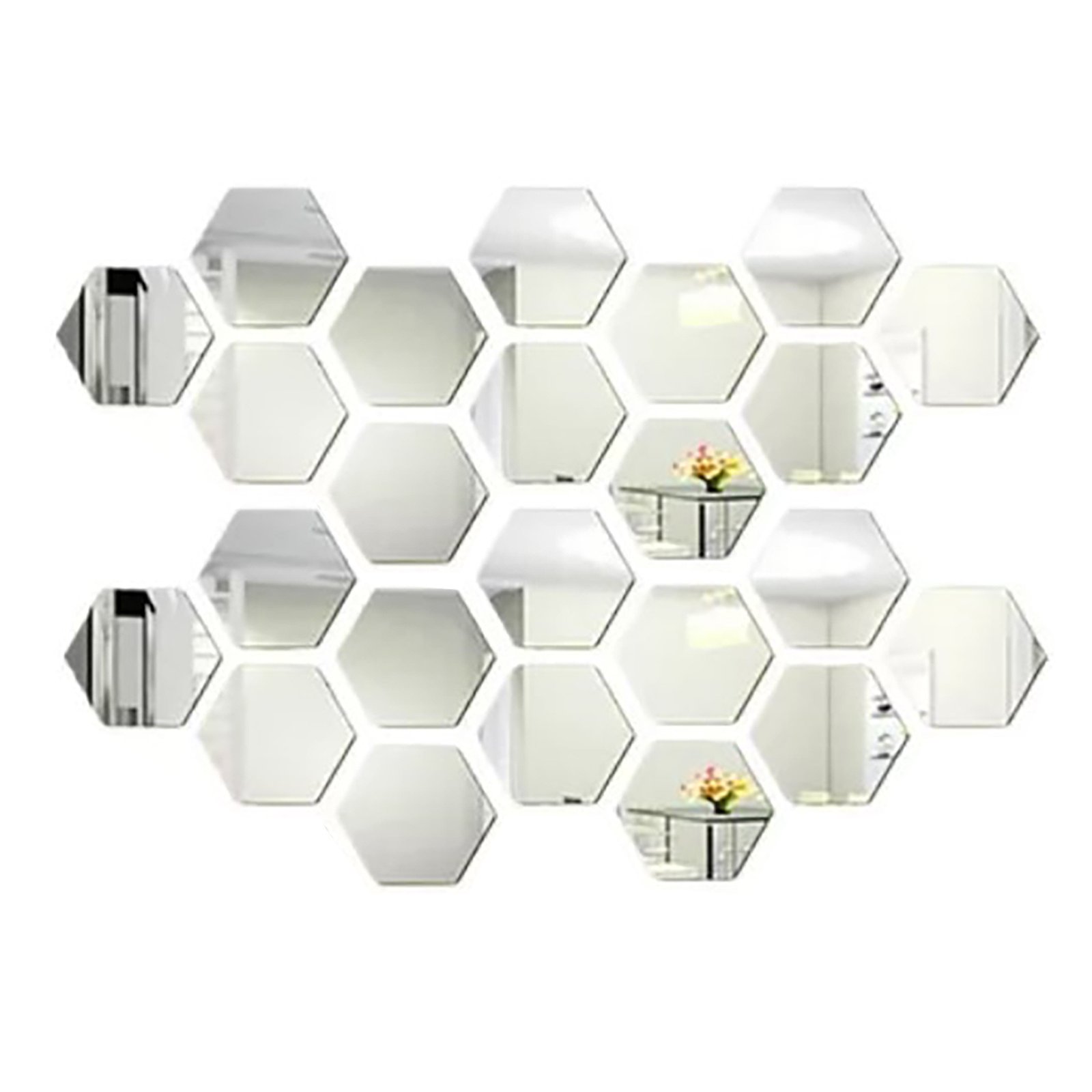 24PCS Hexagon Mirror Wall Stickers Acrylic Sticker Decoration For Home Living Room Bedroom Decor